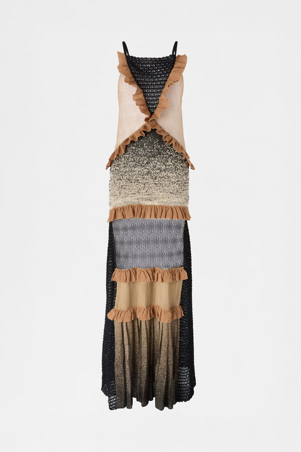 Patchwork Knit Slip Dress