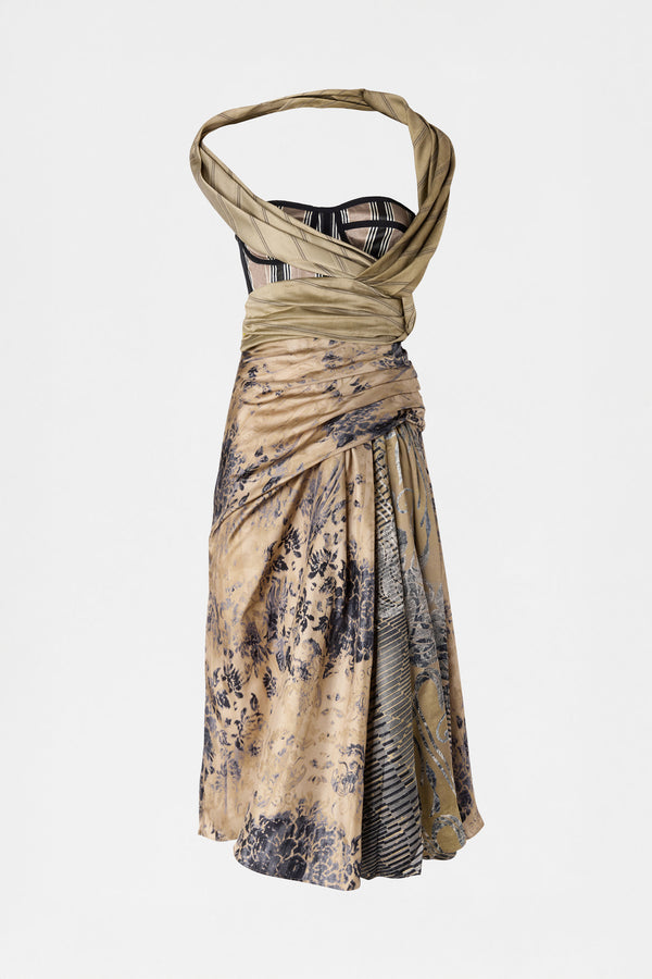 Gold Shawl Bustier Dress