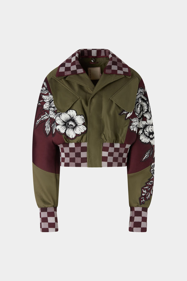 Parka Bomber with Floral Jacquard Details