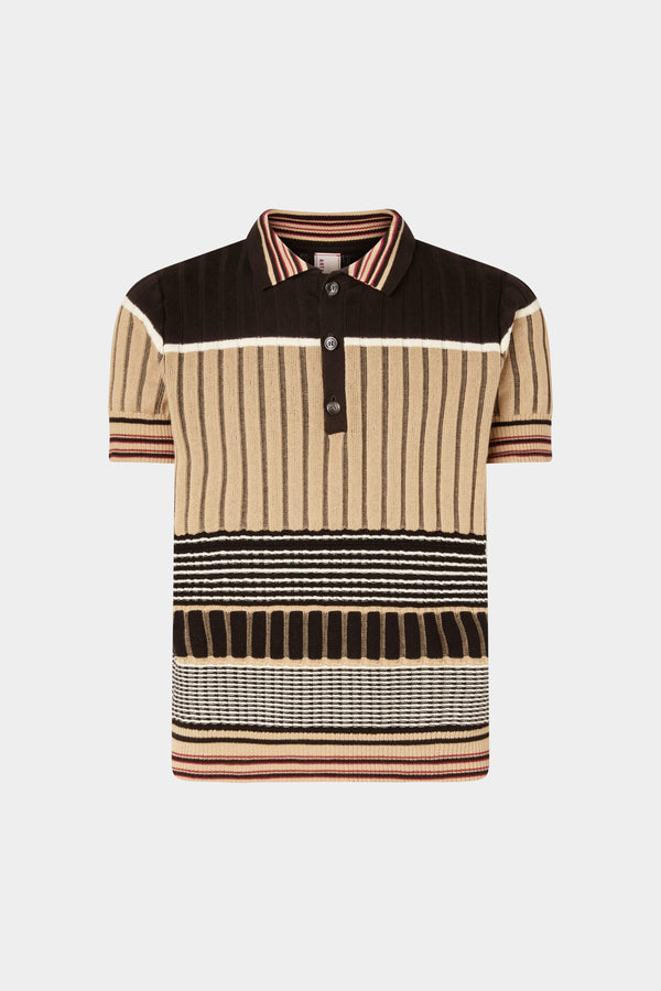 Beige & Black Knit Polo