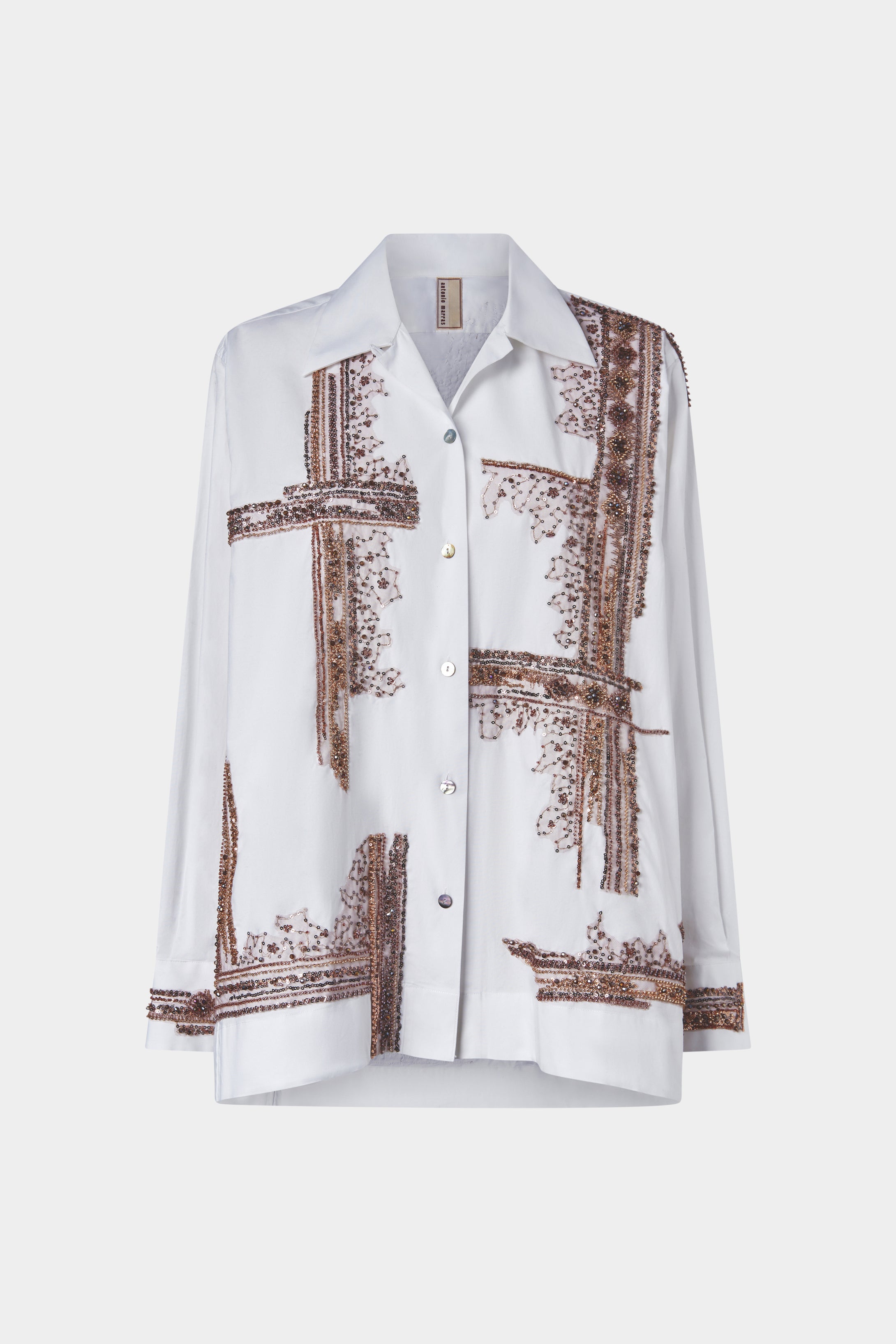 White Cotton Shirt with Sequins