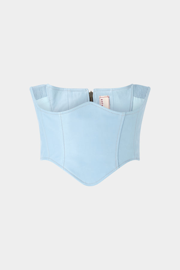 Leather Bustier in Light Blue
