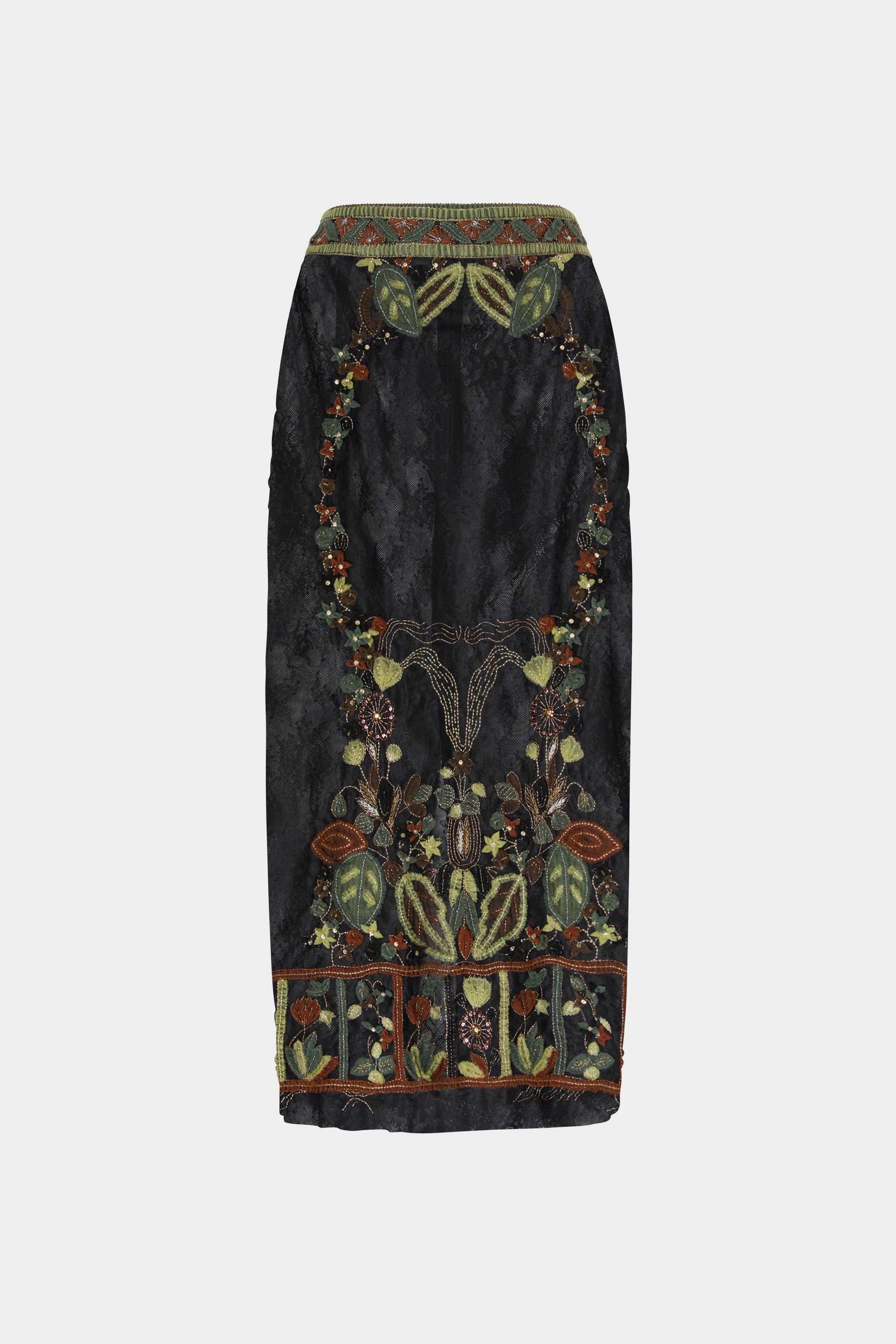 Midi Skirt with Embroidery and Beads