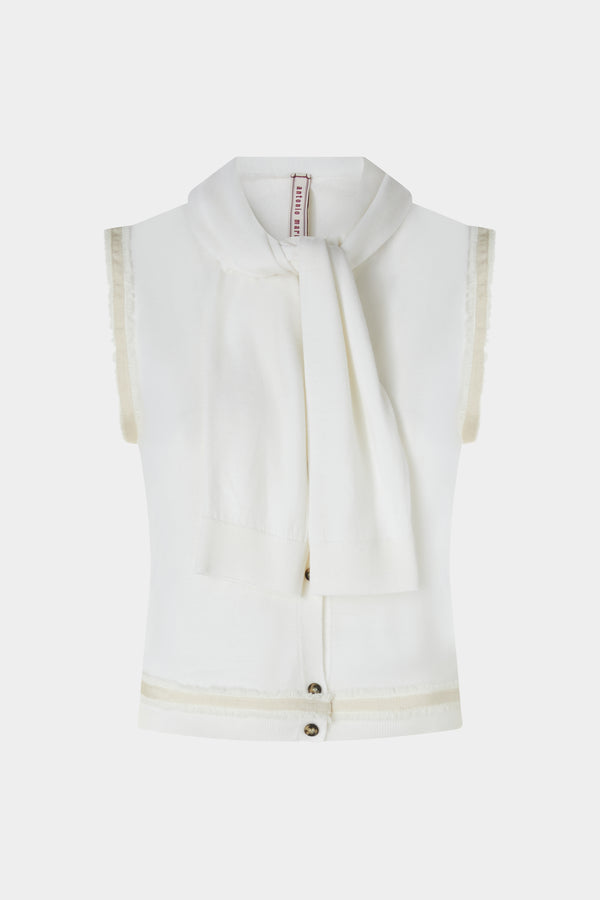 Gilet Ecrù Collo a Fascia