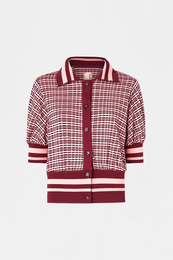 Bordeaux Check Knit Cardigan