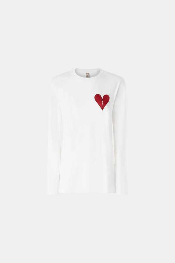 Broken Heart T-shirt Long White