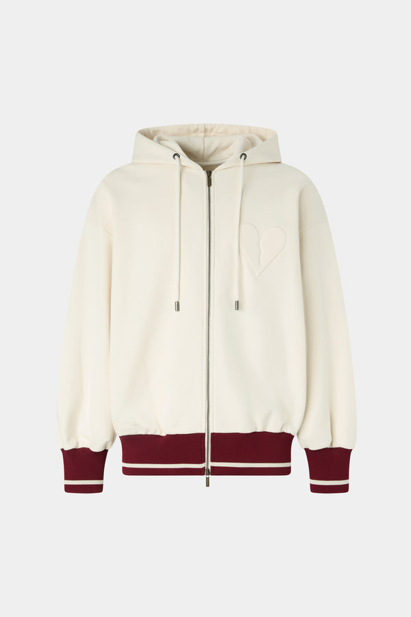 Felpa con Zip in Cotone Avorio