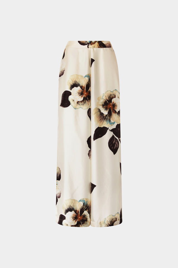 Palazzo Pants in Silk Twill with Floral Print