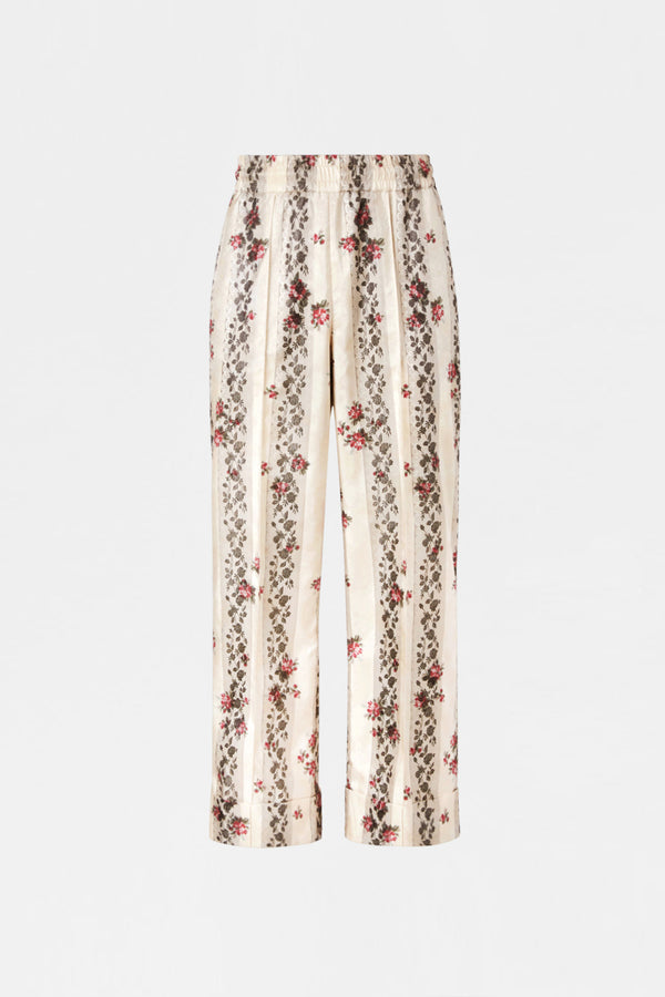 Pantaloni Relaxed Fit con Righe Floreali
