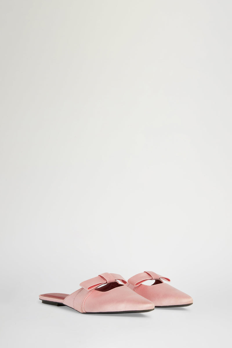 Flat mules in pink satin with bow pointed toe Zinnia Antonio Marras