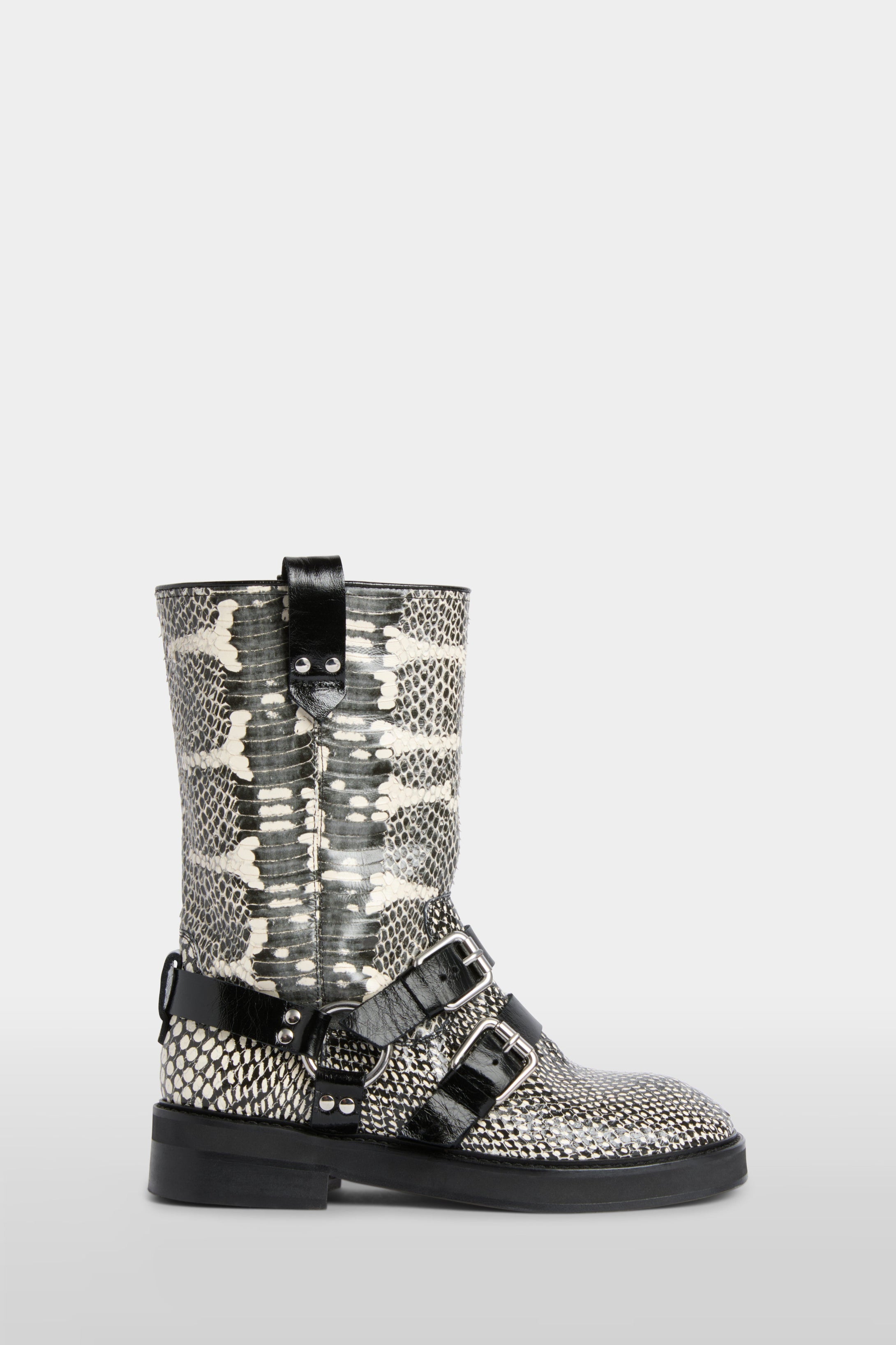 Python-Effect Biker Boots