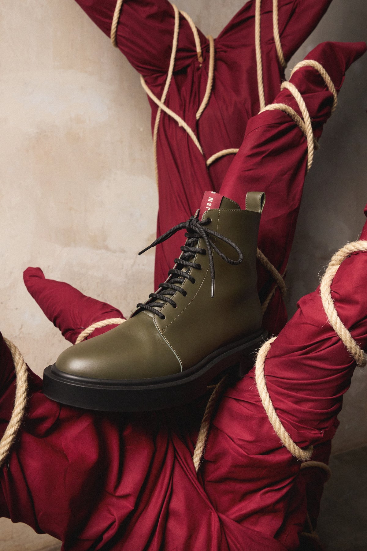 Stivaletti Stringati in Pelle Liscia