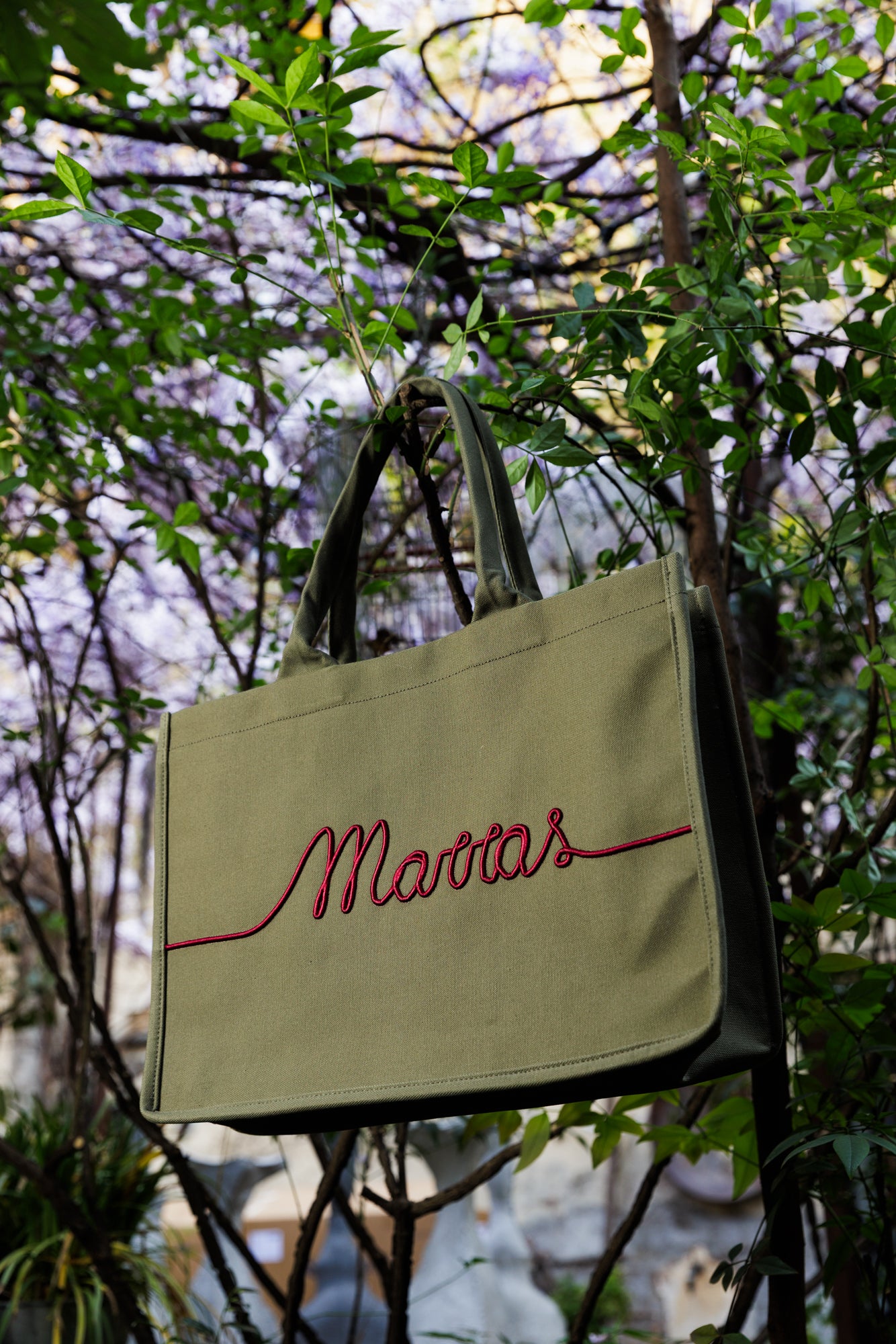 Borsa Tote in Tela con Ricamo