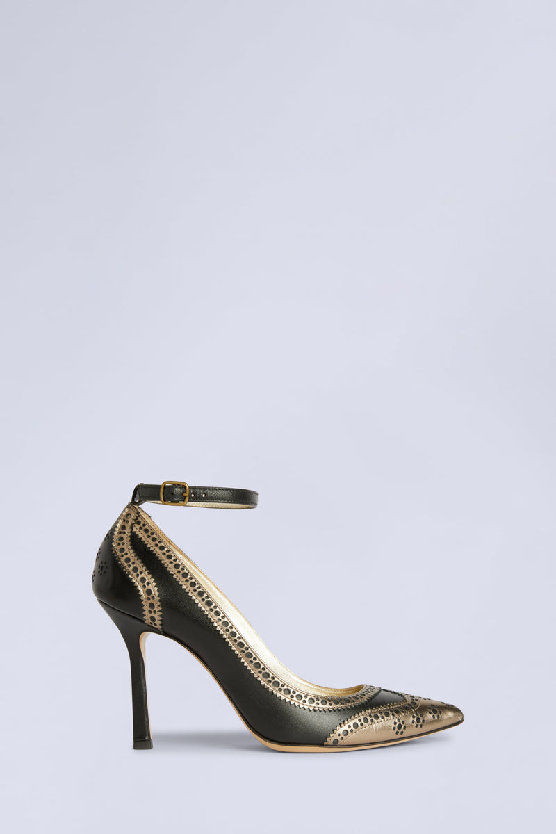 Antonio Marras Giada shoes pumps ankle stap black gold heels elegant ...