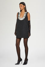 Abito Mini Jacquard con Ricamo Floreale