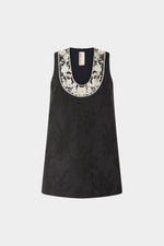 Abito Mini Jacquard con Ricamo Floreale