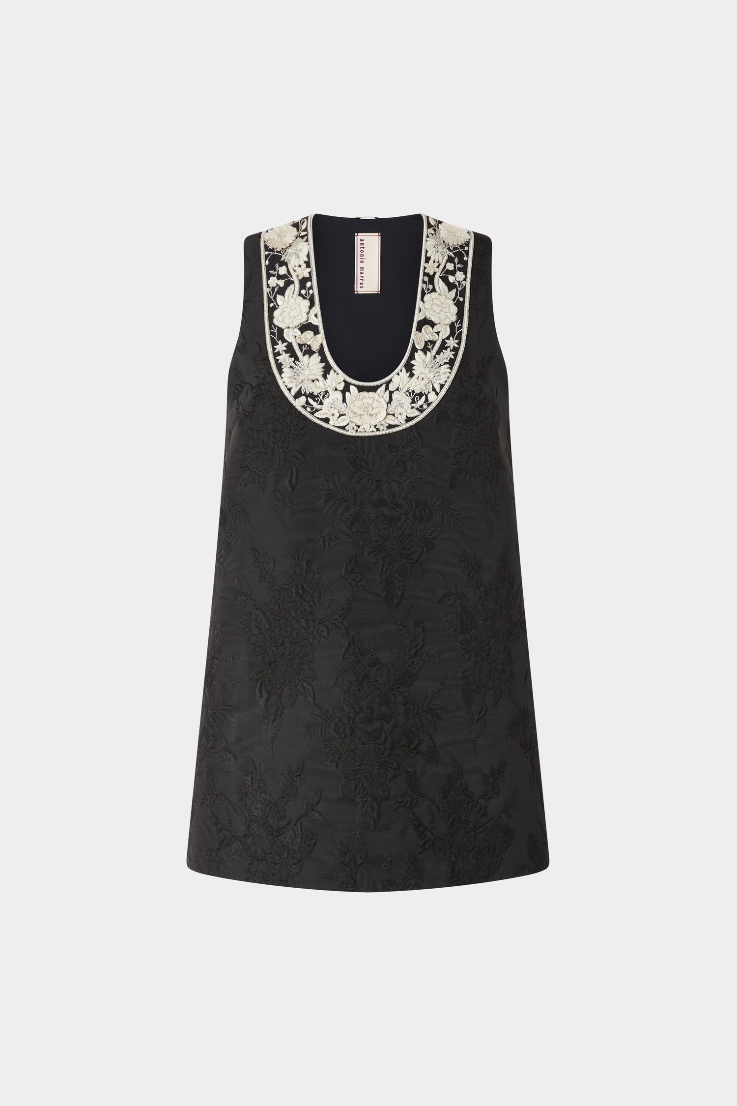 Abito Mini Jacquard con Ricamo Floreale