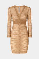 Abito Beige Elasticizzato in Pizzo