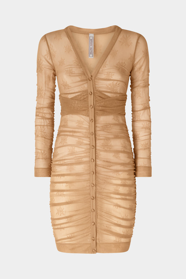 Beige Stretch Lace Dress