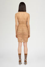 Abito Beige Elasticizzato in Pizzo
