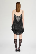 Black Lurex Lace Slip Dress