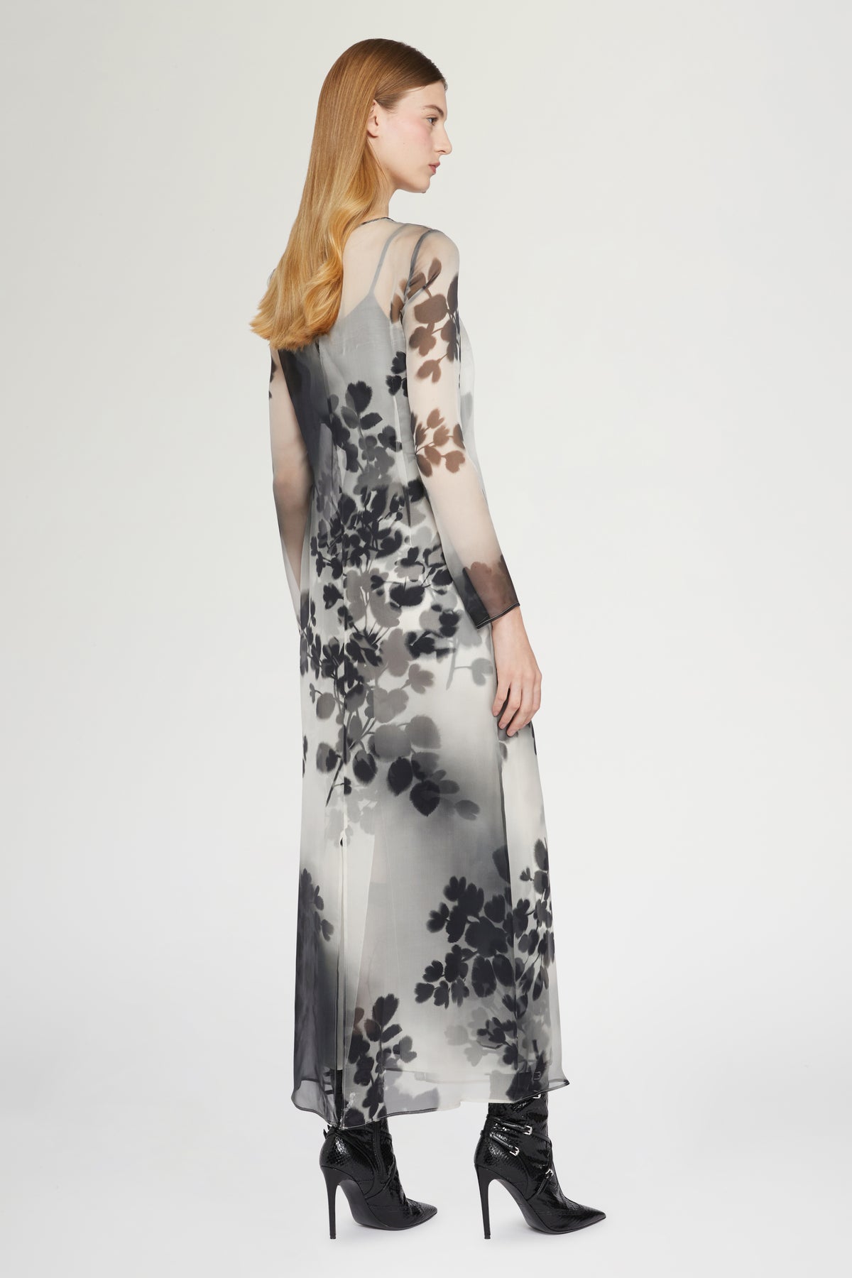 Black & White Long Silk Dress
