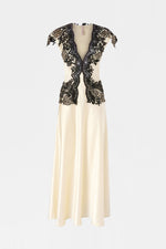 Ecru Lace-Trim Long Dress