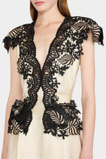 Ecru Lace-Trim Long Dress