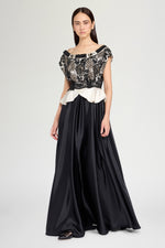 Lace Bodice Silk Dress