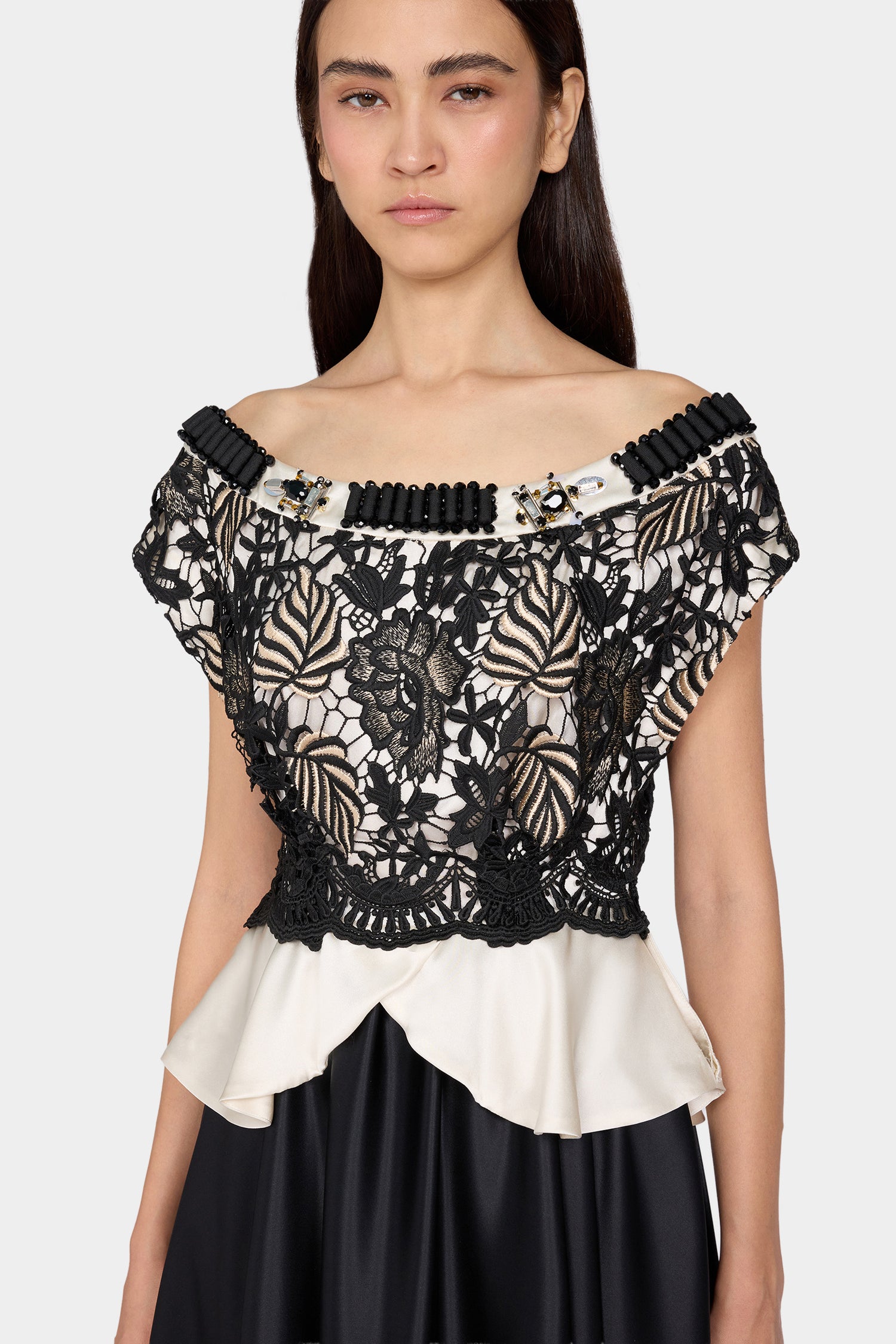 Lace Bodice Silk Dress
