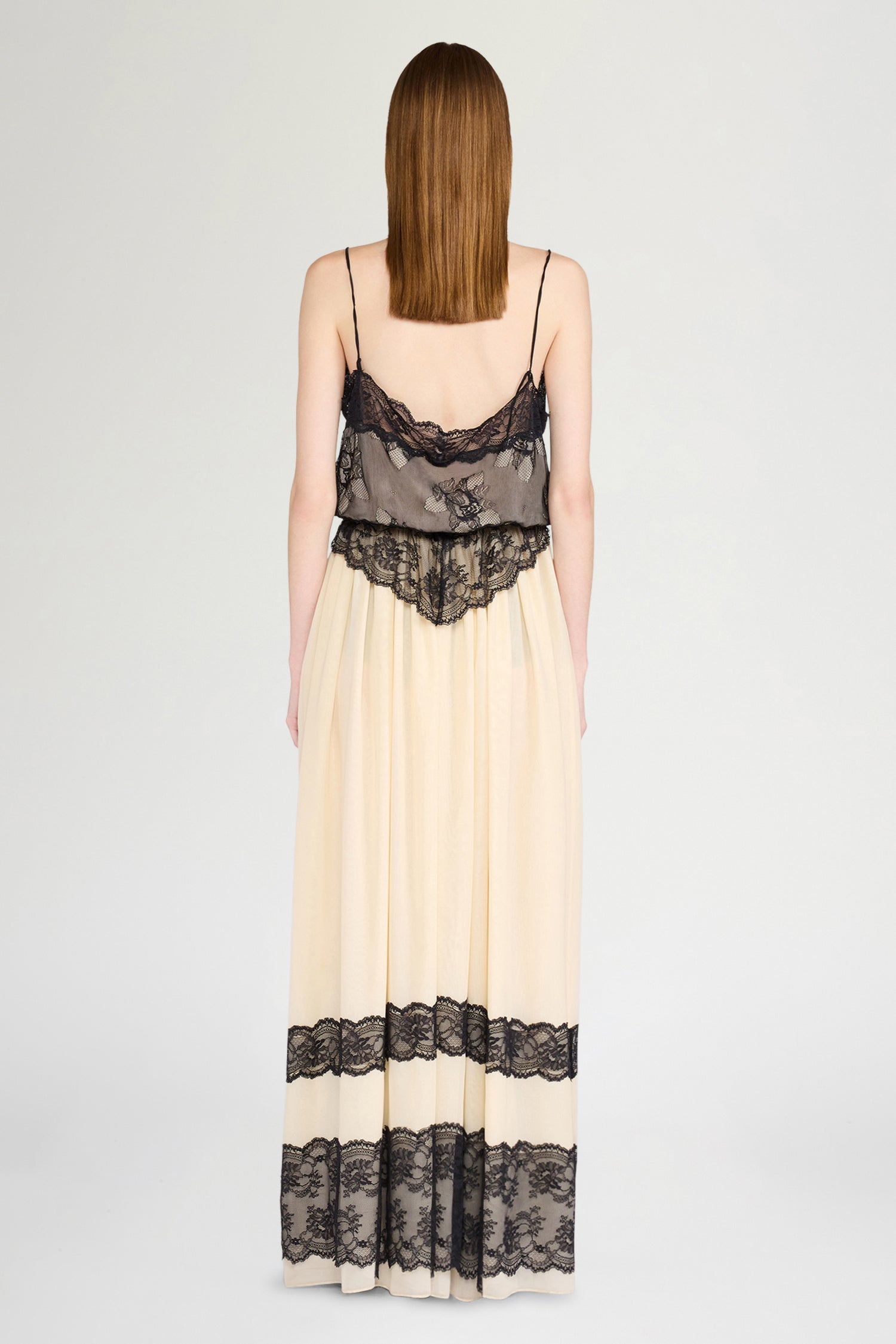 Long Slip Dress with Lace Details