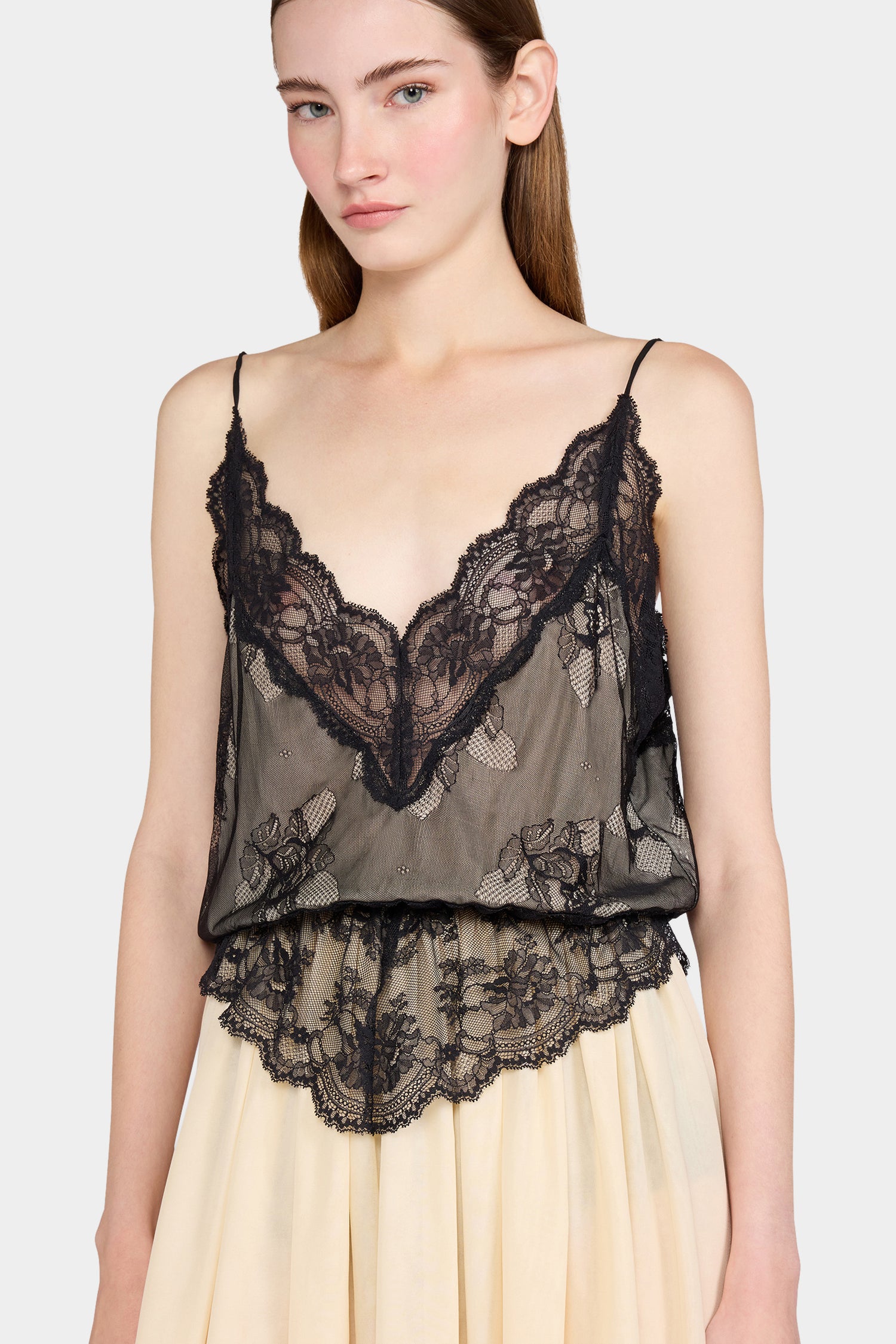 Long Slip Dress with Lace Details