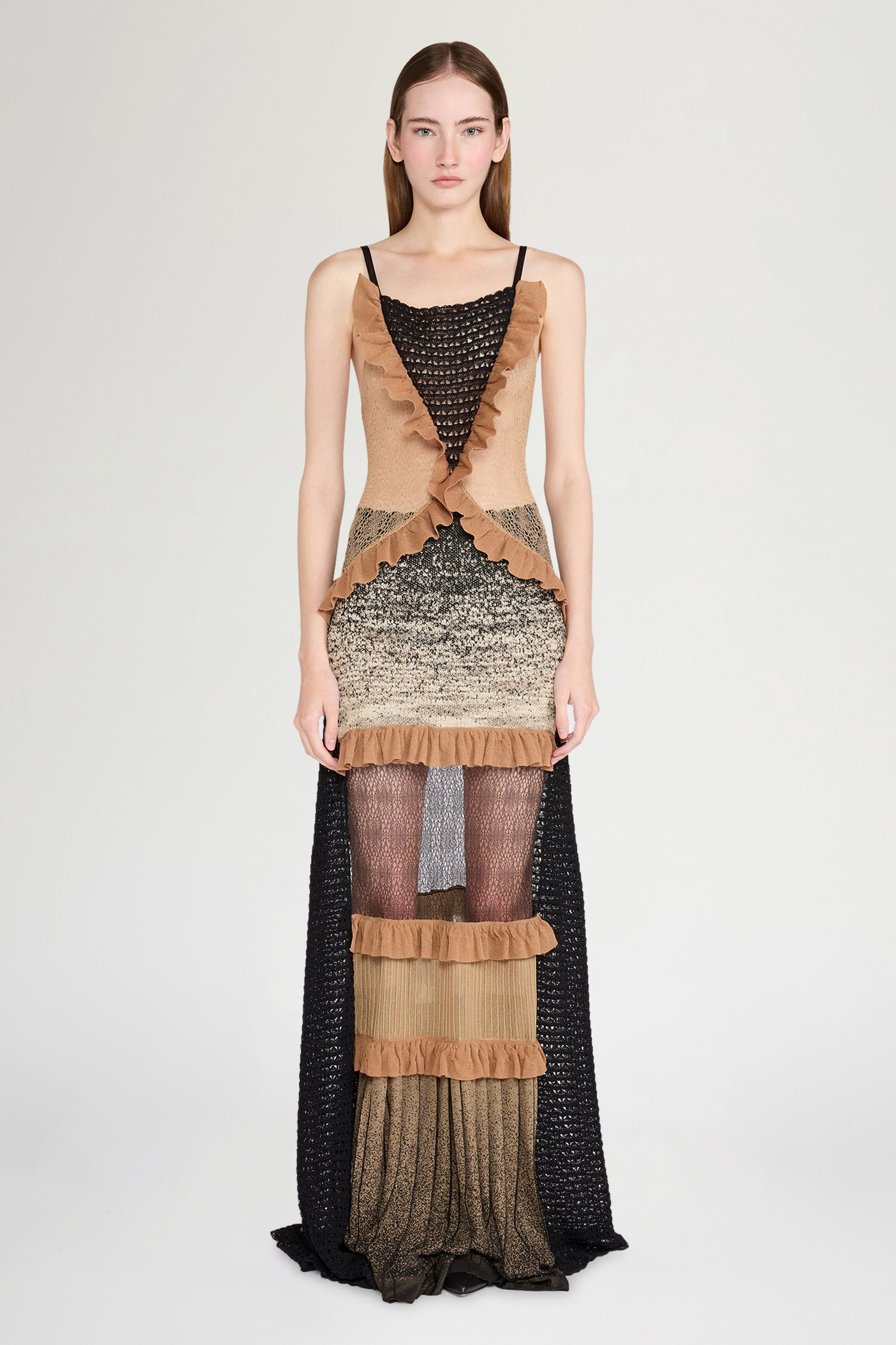 Patchwork Knit Slip Dress