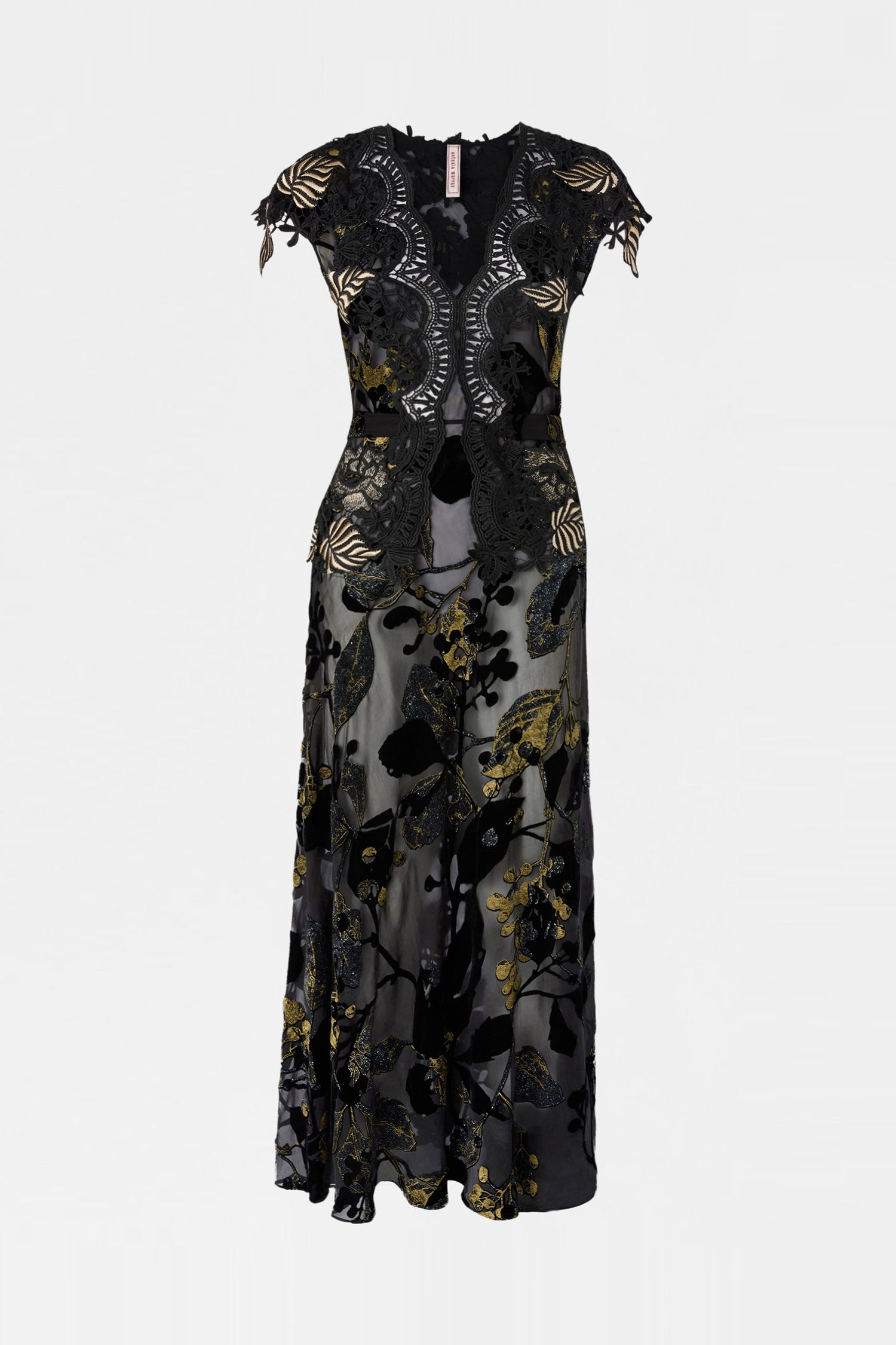Black Gold Devoré Leaf Dress