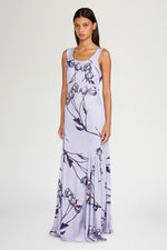 Long Painted Rose Print Dress