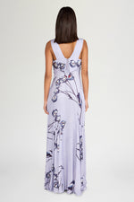 Long Painted Rose Print Dress