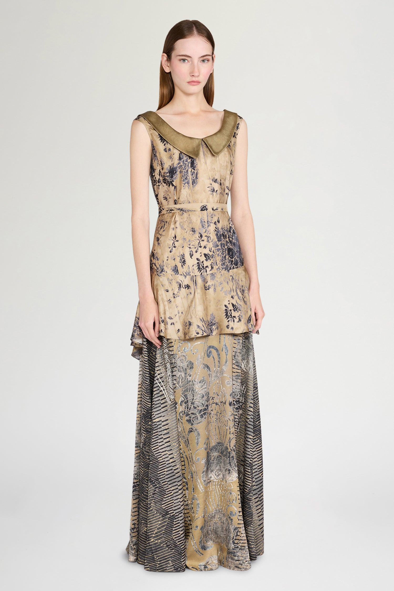 Sleeveless Long Ruffled Shirt Dress