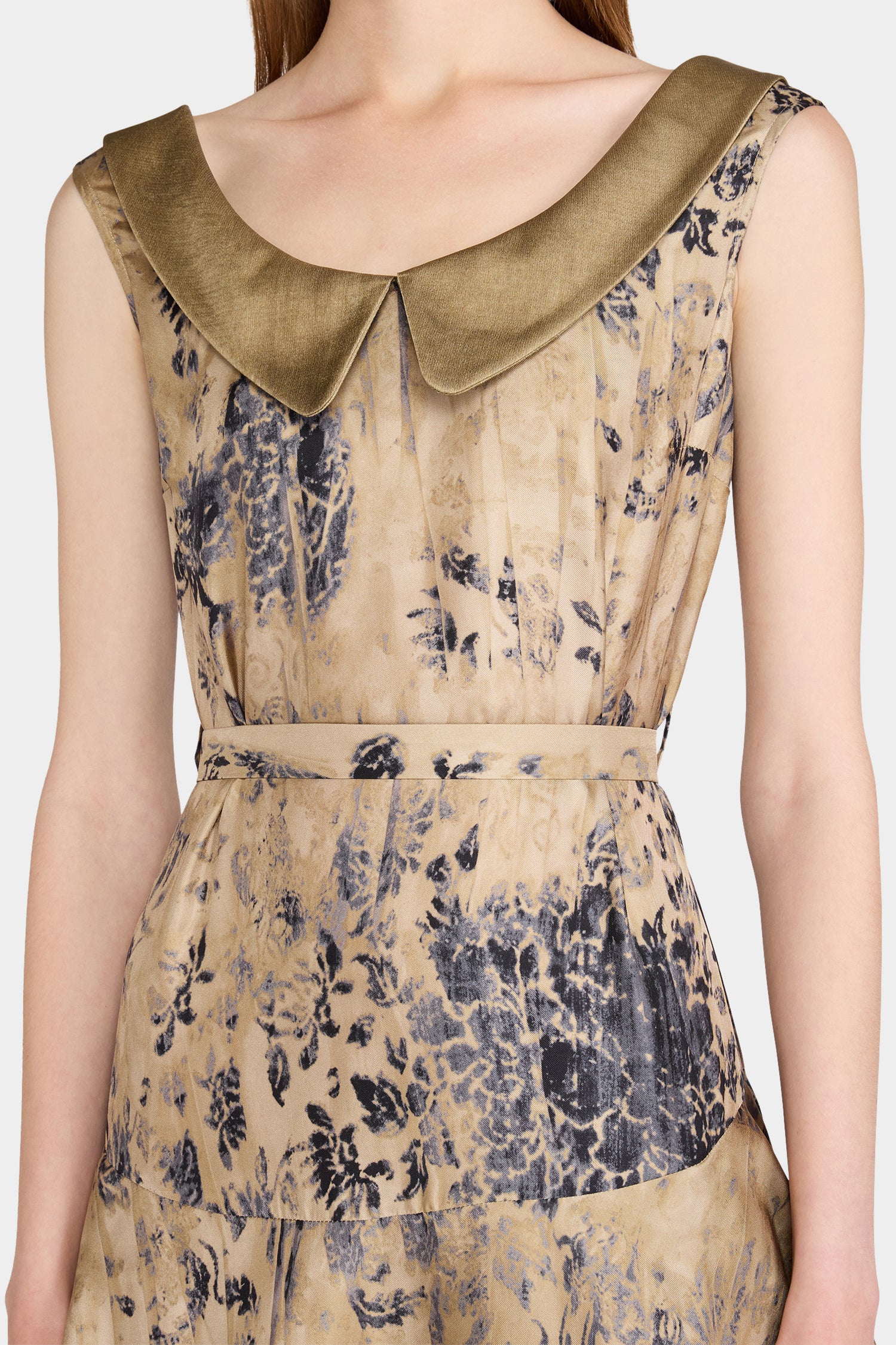 Sleeveless Long Ruffled Shirt Dress