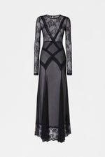Long Sleeve Lace Sheer Dress