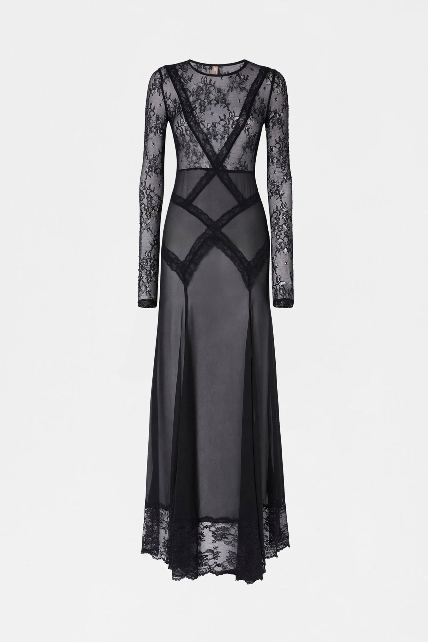 Long Sleeve Lace Sheer Dress
