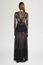 Long Sleeve Lace Sheer Dress