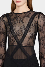 Long Sleeve Lace Sheer Dress