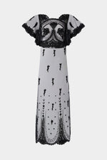 Black Embroidered Tulle Dress