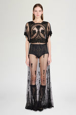 Black Embroidered Tulle Dress