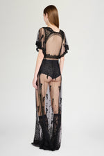 Black Embroidered Tulle Dress