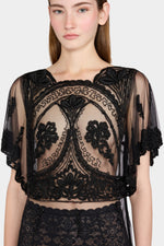 Black Embroidered Tulle Dress