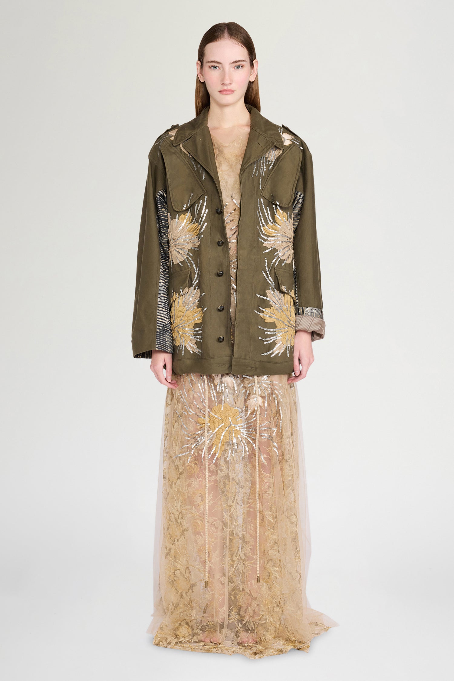Gold Floral Lace Dress