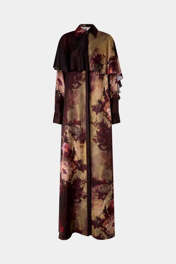 Painterly Rose Silk Chemisier Dress