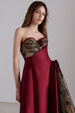 Abito Couture Floreale Bordeaux