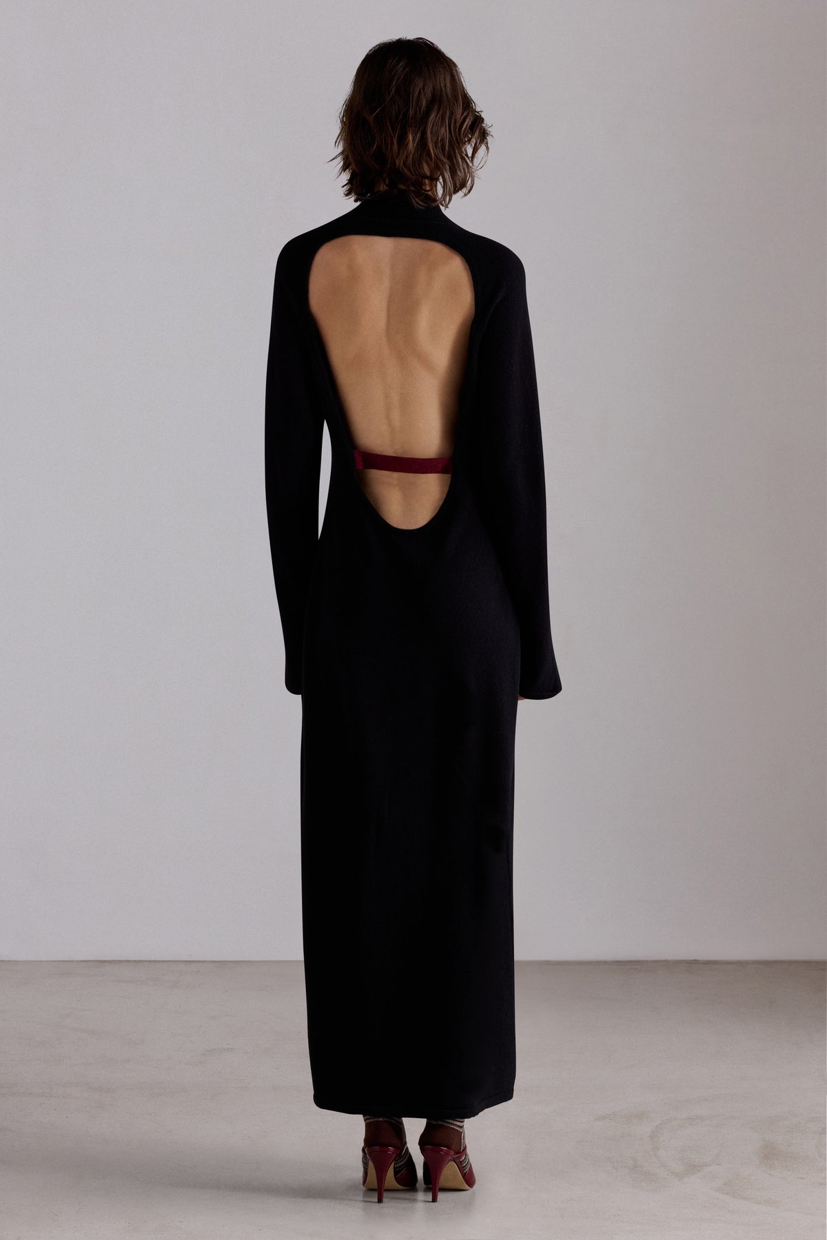 Open-Back Turtleneck Dress